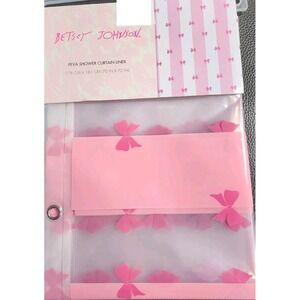 NEW Betsey Johnson 2 Tone Pink Stripes & Bows Shower Curtain Liner PEVA